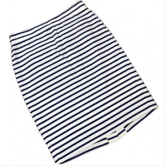 J. Crew Dresses & Skirts - J. Crew The Pencil Skirt White Blue Stripe Sz 00